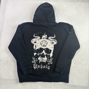 BlackCraft Cult Unholy Skull Punk Black Pullover LS Fleece Hoodie Men's XL